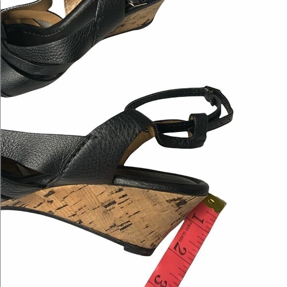 𝅺chloe Leather Ankle Strap Cork Wedge Sandals - Picture 8 of 8